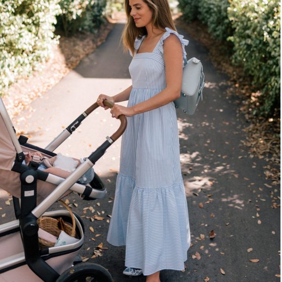 Gal Meets Glam Collection - Jasmine Blue and White Striped Dress - Bow Back - Picture 5 of 10